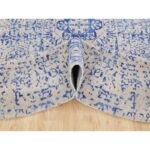 8'x8' Blue Wool and Silk Mamluk Design Jacquard Hand Loomed Round Oriental Rug Sh58118 - Image 6