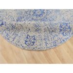 8'x8' Blue Wool and Silk Mamluk Design Jacquard Hand Loomed Round Oriental Rug Sh58118 - Image 7