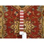 2'1"x3' Red-Gold, Karajeh Design, with Geometric Medallions Design, Hand Knotted, Pure Wool, Oriental Rug Sh64535 - Image 4