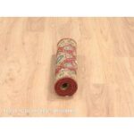 2'1"x3' Red-Gold, Karajeh Design, with Geometric Medallions Design, Hand Knotted, Pure Wool, Oriental Rug Sh64535 - Image 6
