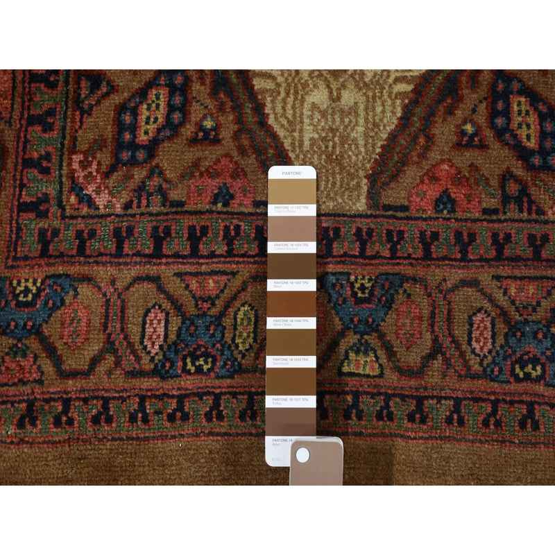 3'2"x14'10" Taupe Brown, Antique Persian Camel Hair Serab, Pure Wool, Hand Knotted, Clean, Sides and Ends Professionally Secured, Wide and Extra Long Runner, Oriental Rug Sh80729 - Image 4