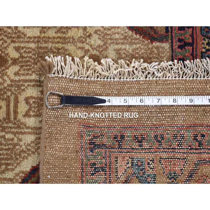 3'2"x14'10" Taupe Brown, Antique Persian Camel Hair Serab, Pure Wool, Hand Knotted, Clean, Sides and Ends Professionally Secured, Wide and Extra Long Runner, Oriental Rug Sh80729 - Image 7