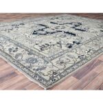 9'x12' Coin Grey, Hand Knotted, Soft Wool, Natural Dyes, Dense Weave,  Peshawar with Serapi Heriz Design, Oriental Rug Sh85446 - Image 3