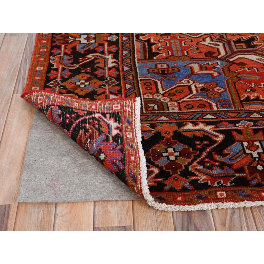 10'1"x13'2" Chili Red, Semi Antique Persian Heriz, Good Condition, Rustic Feel, Worn Wool, Hand Knotted, Oriental Rug Sh85589 - Image 3