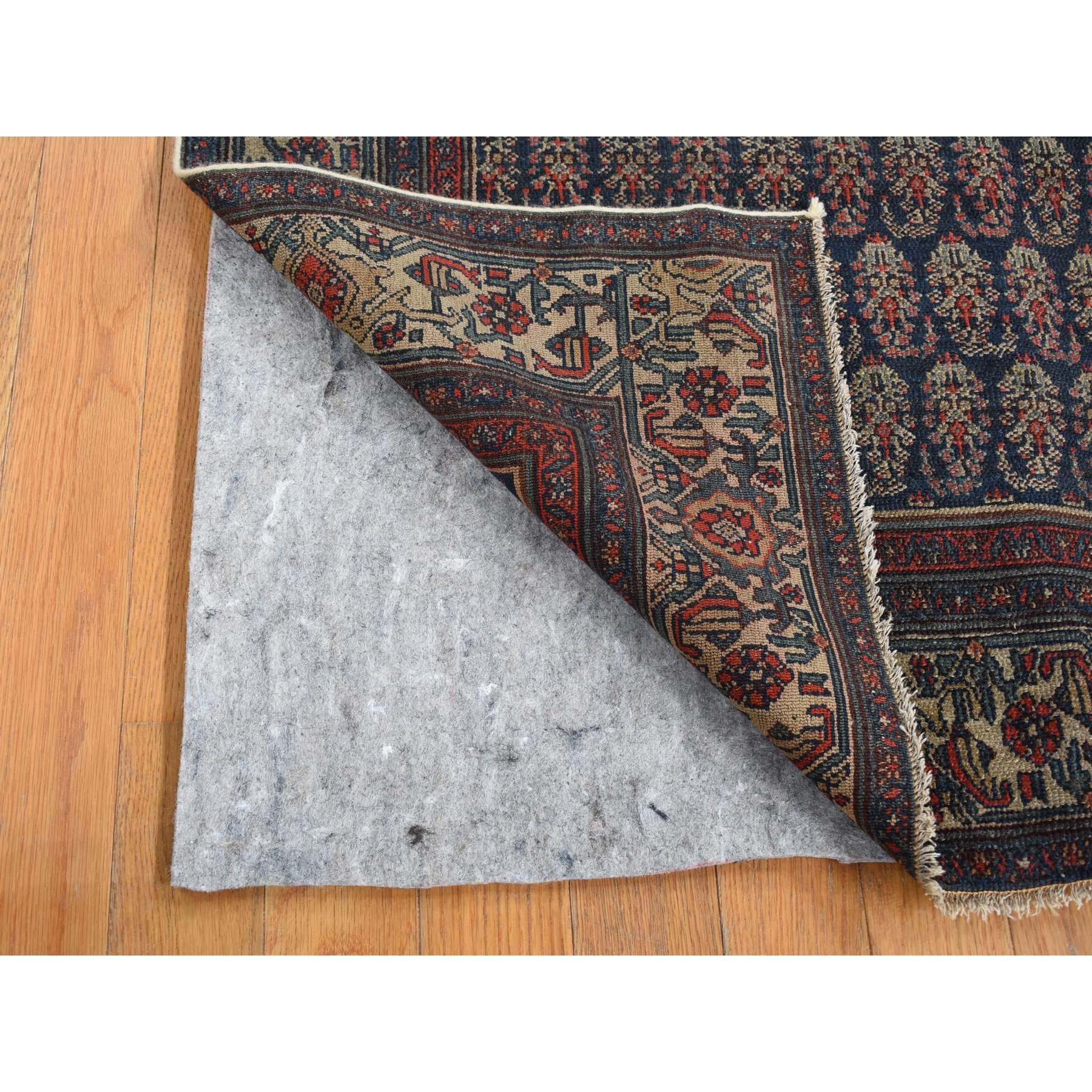 4'x6' Yankees Blue, Antique Persian Senneh, All Over Paisley Repetitive Design, Hand Knotted, Pure Wool, Super Dense Weave, Slight Wear, Cleaned with Sides and Ends Secured, Oriental Rug Sh87479 - Image 2