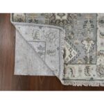 2'6"x11'8" Mist Gray, Karajeh and Geometric Design, Pure Wool, Hand Knotted, Oriental, Runner Rug Sh10071 - Image 3