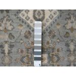 2'6"x11'8" Mist Gray, Karajeh and Geometric Design, Pure Wool, Hand Knotted, Oriental, Runner Rug Sh10071 - Image 4