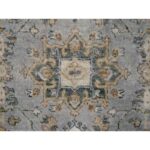 2'6"x11'8" Mist Gray, Karajeh and Geometric Design, Pure Wool, Hand Knotted, Oriental, Runner Rug Sh10071 - Image 5