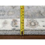 2'6"x11'8" Mist Gray, Karajeh and Geometric Design, Pure Wool, Hand Knotted, Oriental, Runner Rug Sh10071 - Image 7