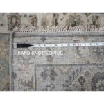 2'6"x11'8" Mist Gray, Karajeh and Geometric Design, Pure Wool, Hand Knotted, Oriental, Runner Rug Sh10071 - Image 8