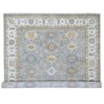 9'10"x13'8" Medium Gray, Pure Wool, Karajeh and Geometric Design, Hand Knotted, Oriental Rug Sh10072