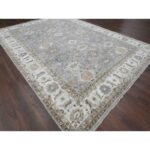 9'10"x13'8" Medium Gray, Pure Wool, Karajeh and Geometric Design, Hand Knotted, Oriental Rug Sh10072 - Image 3