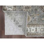 9'10"x13'8" Medium Gray, Pure Wool, Karajeh and Geometric Design, Hand Knotted, Oriental Rug Sh10072 - Image 4