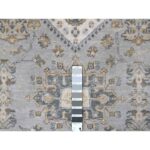 9'10"x13'8" Medium Gray, Pure Wool, Karajeh and Geometric Design, Hand Knotted, Oriental Rug Sh10072 - Image 7