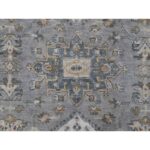 9'10"x13'8" Medium Gray, Pure Wool, Karajeh and Geometric Design, Hand Knotted, Oriental Rug Sh10072 - Image 8