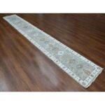 2'6"x18' Misty Gray, Karajeh and Geometric Design, Natural Wool, Hand Knotted, XL Runner, Oriental Rug Sh10075 - Image 2
