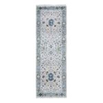 2'5"x7'9" Pearl White, Denser Weave, Oushak with Floral Motifs, Pure Wool, Hand Knotted, Runner, Oriental Rug Sh10088
