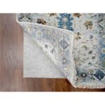 2'5"x7'9" Pearl White, Denser Weave, Oushak with Floral Motifs, Pure Wool, Hand Knotted, Runner, Oriental Rug Sh10088 - Image 3