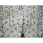 2'5"x7'9" Pearl White, Denser Weave, Oushak with Floral Motifs, Pure Wool, Hand Knotted, Runner, Oriental Rug Sh10088 - Image 4