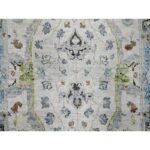 2'5"x7'9" Pearl White, Denser Weave, Oushak with Floral Motifs, Pure Wool, Hand Knotted, Runner, Oriental Rug Sh10088 - Image 5
