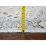 2'5"x7'9" Pearl White, Denser Weave, Oushak with Floral Motifs, Pure Wool, Hand Knotted, Runner, Oriental Rug Sh10088 - Image 7