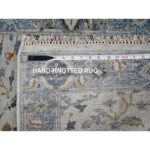 2'5"x7'9" Pearl White, Denser Weave, Oushak with Floral Motifs, Pure Wool, Hand Knotted, Runner, Oriental Rug Sh10088 - Image 8