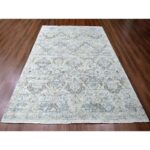 8'4"x11'6" Cloud Gray, Heriz All Over Design, 100% Pure Wool, Zero Pile, Shaved Low, Hand Knotted, Natural Dyes, Oriental Rug Sh10123 - Image 2