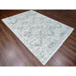 8'4"x11'6" Cloud Gray, Heriz All Over Design, 100% Pure Wool, Zero Pile, Shaved Low, Hand Knotted, Natural Dyes, Oriental Rug Sh10123 - Image 3