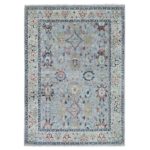 8'2"x11'5" Slate Gray, Antiqued Tabriz Design, Distressed, Zero Pile, Shaved Low, 100% Wool, Hand Knotted, Oriental Rug Sh10138