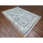 8'2"x11'5" Slate Gray, Antiqued Tabriz Design, Distressed, Zero Pile, Shaved Low, 100% Wool, Hand Knotted, Oriental Rug Sh10138 - Image 2