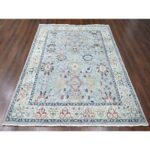 8'2"x11'5" Slate Gray, Antiqued Tabriz Design, Distressed, Zero Pile, Shaved Low, 100% Wool, Hand Knotted, Oriental Rug Sh10138 - Image 3