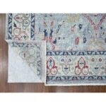 8'2"x11'5" Slate Gray, Antiqued Tabriz Design, Distressed, Zero Pile, Shaved Low, 100% Wool, Hand Knotted, Oriental Rug Sh10138 - Image 4