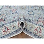 8'2"x11'5" Slate Gray, Antiqued Tabriz Design, Distressed, Zero Pile, Shaved Low, 100% Wool, Hand Knotted, Oriental Rug Sh10138 - Image 5