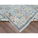 8'2"x11'5" Slate Gray, Antiqued Tabriz Design, Distressed, Zero Pile, Shaved Low, 100% Wool, Hand Knotted, Oriental Rug Sh10138 - Image 6