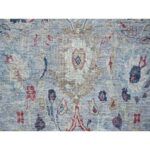 8'2"x11'5" Slate Gray, Antiqued Tabriz Design, Distressed, Zero Pile, Shaved Low, 100% Wool, Hand Knotted, Oriental Rug Sh10138 - Image 8