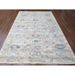 9'6"x13'7" Shades of Gray, Abrash Persian with All Over Leaf Design, 100% Pure Wool, Zero Pile, Shaved Low, Hand Knotted, Oriental Rug Sh10158 - Image 2