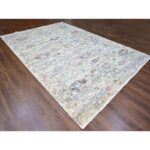 9'6"x13'7" Shades of Gray, Abrash Persian with All Over Leaf Design, 100% Pure Wool, Zero Pile, Shaved Low, Hand Knotted, Oriental Rug Sh10158 - Image 3