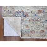 9'6"x13'7" Shades of Gray, Abrash Persian with All Over Leaf Design, 100% Pure Wool, Zero Pile, Shaved Low, Hand Knotted, Oriental Rug Sh10158 - Image 4