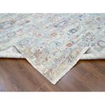 9'6"x13'7" Shades of Gray, Abrash Persian with All Over Leaf Design, 100% Pure Wool, Zero Pile, Shaved Low, Hand Knotted, Oriental Rug Sh10158 - Image 6