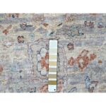 9'6"x13'7" Shades of Gray, Abrash Persian with All Over Leaf Design, 100% Pure Wool, Zero Pile, Shaved Low, Hand Knotted, Oriental Rug Sh10158 - Image 7