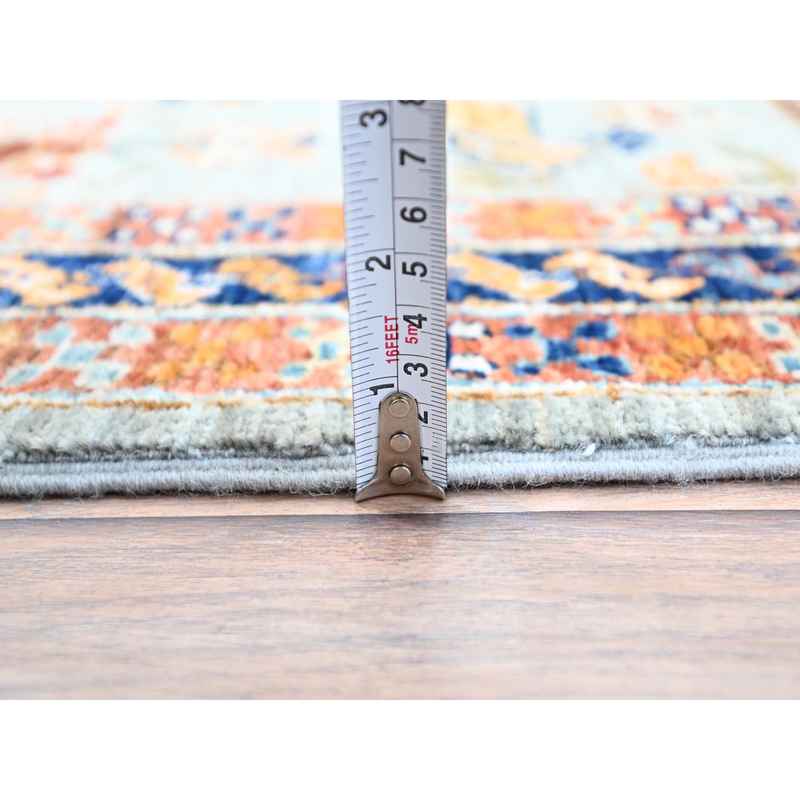 2'8"x9'8" Puritan Gray With Small Bird Figurines, 200 KPSI, Organic Wool, Hand Knotted, Denser Weave, Vegetable Dyes, Colorful Armenian Inspired Caucasian Design, Runner Oriental Rug Sh155 - Image 6