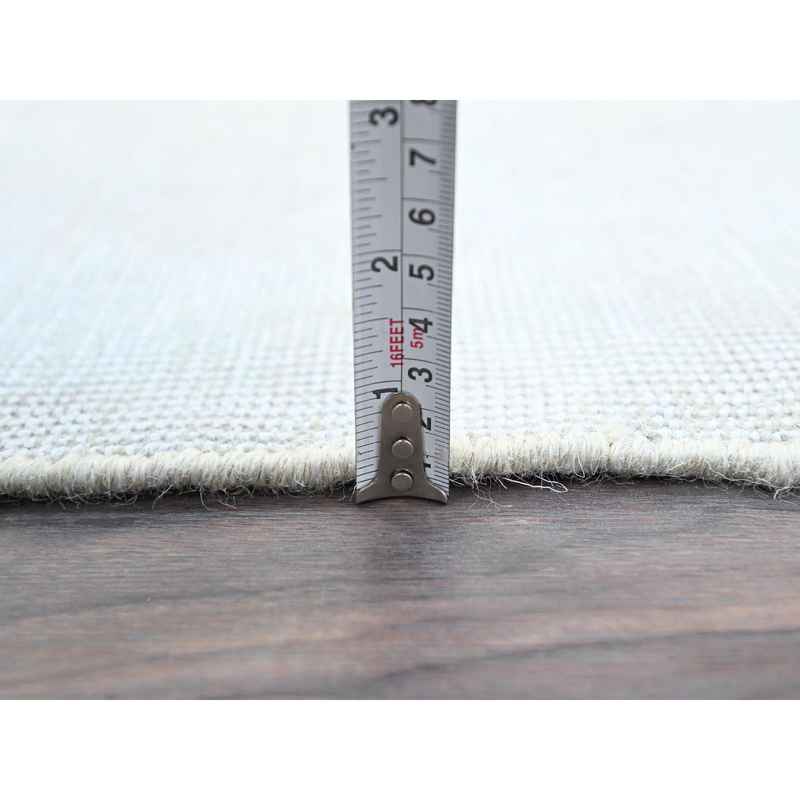 2'2"x5'10" Alabaster White, Distressed Look With No Holes, Pure Wool, Hand Knotted, Evenly Worn, Sheared Low Fragment, White Washed Persian Tabriz, Sides And Ends Secured Professionally, Vintage Runner Oriental Rug Sh225 - Image 6