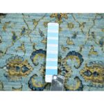 2'6"x14' Reverie Blue With Casabianca White Border, Hand Knotted, Soft and Shiny Wool, Natural Dyes, Agra Shah Abbas With Flower Pattern and Leafy Vines, Densely Woven, Runner Oriental Rug Sh76033 - Image 4