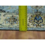 2'6"x14' Reverie Blue With Casabianca White Border, Hand Knotted, Soft and Shiny Wool, Natural Dyes, Agra Shah Abbas With Flower Pattern and Leafy Vines, Densely Woven, Runner Oriental Rug Sh76033 - Image 6