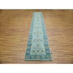 2'6"x14' Arctic Blue, Organic Wool, Hand Knotted, Vegetable Dyes Denser Weave, Agra, Shah Abbas Floral Design, Runner Oriental Rug Sh76050 - Image 2