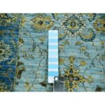 2'6"x14' Arctic Blue, Organic Wool, Hand Knotted, Vegetable Dyes Denser Weave, Agra, Shah Abbas Floral Design, Runner Oriental Rug Sh76050 - Image 4