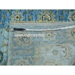 2'6"x14' Arctic Blue, Organic Wool, Hand Knotted, Vegetable Dyes Denser Weave, Agra, Shah Abbas Floral Design, Runner Oriental Rug Sh76050 - Image 7