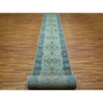 2'8"x29'10" Celeste Blue, High Quality Wool, Natural Dyes, Shah Abbas Floral Vines Design, Hand Knotted, XL Runner Oriental Agra Rug Sh76054 - Image 2