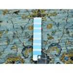 2'8"x29'10" Celeste Blue, High Quality Wool, Natural Dyes, Shah Abbas Floral Vines Design, Hand Knotted, XL Runner Oriental Agra Rug Sh76054 - Image 4