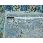 2'8"x29'10" Celeste Blue, High Quality Wool, Natural Dyes, Shah Abbas Floral Vines Design, Hand Knotted, XL Runner Oriental Agra Rug Sh76054 - Image 7